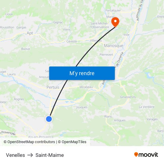Venelles to Saint-Maime map