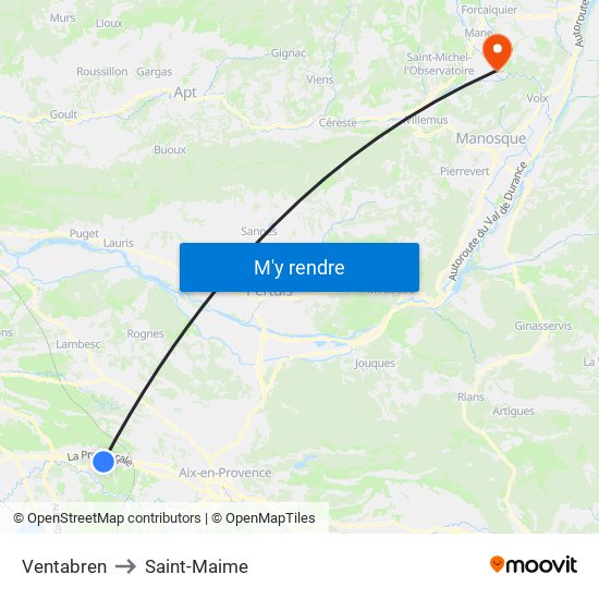 Ventabren to Saint-Maime map