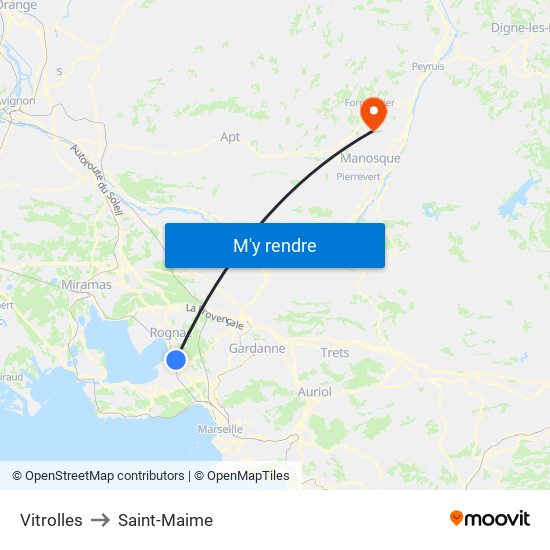 Vitrolles to Saint-Maime map