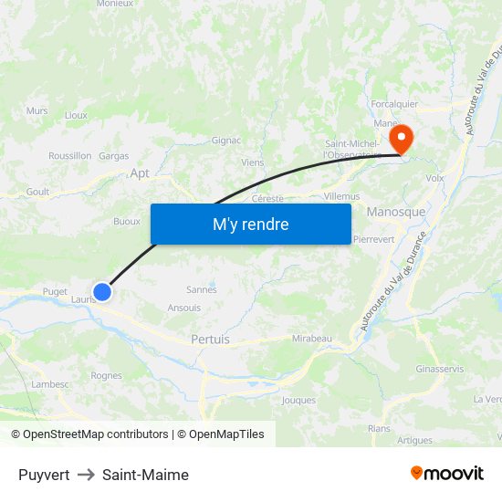 Puyvert to Saint-Maime map