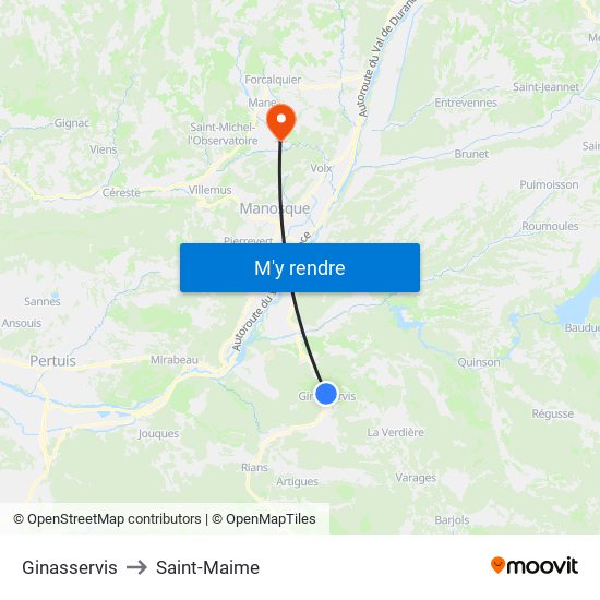 Ginasservis to Saint-Maime map