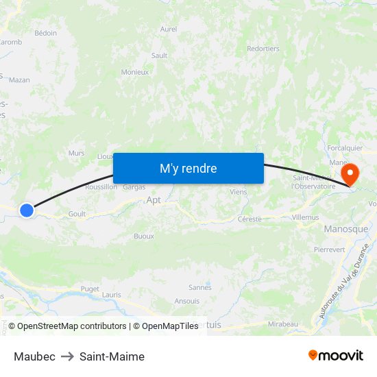 Maubec to Saint-Maime map