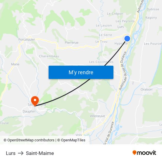 Lurs to Saint-Maime map