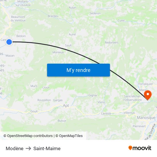 Modène to Saint-Maime map