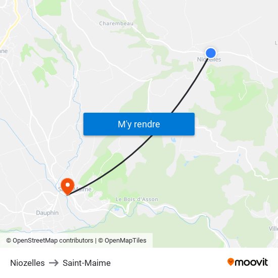 Niozelles to Saint-Maime map