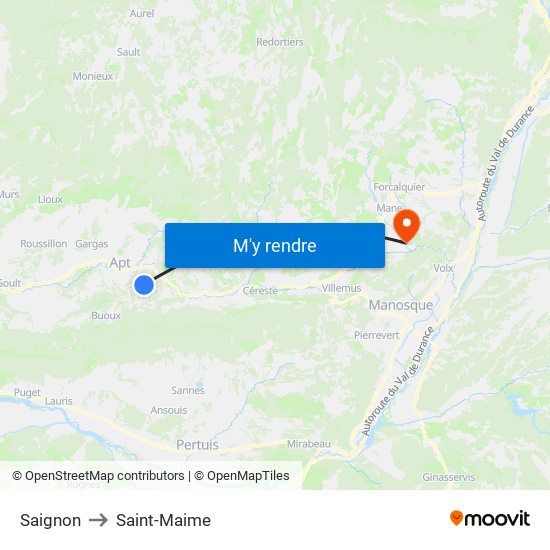 Saignon to Saint-Maime map