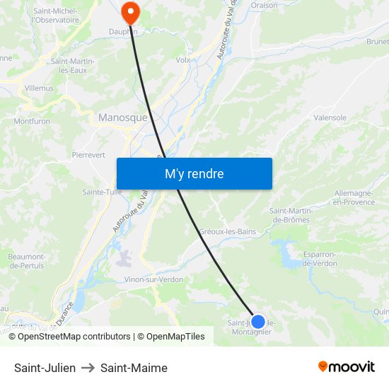 Saint-Julien to Saint-Maime map