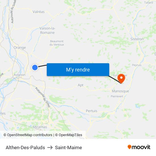 Althen-Des-Paluds to Saint-Maime map