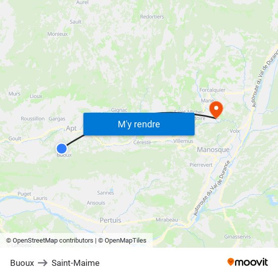 Buoux to Saint-Maime map