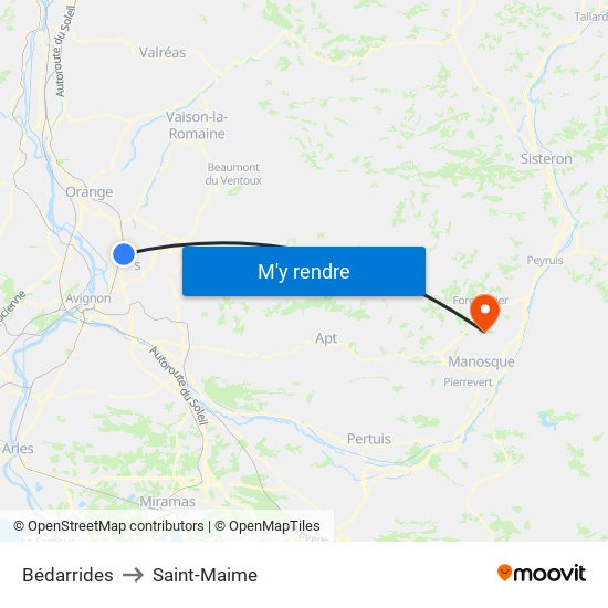 Bédarrides to Saint-Maime map