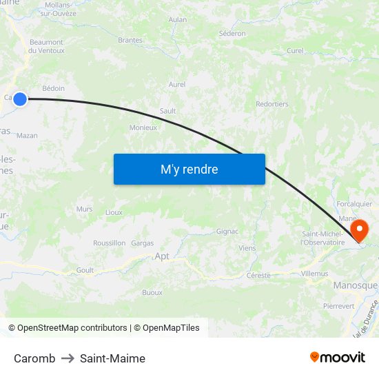 Caromb to Saint-Maime map