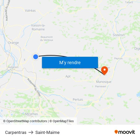 Carpentras to Saint-Maime map