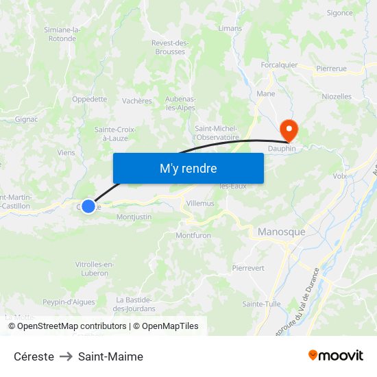 Céreste to Saint-Maime map