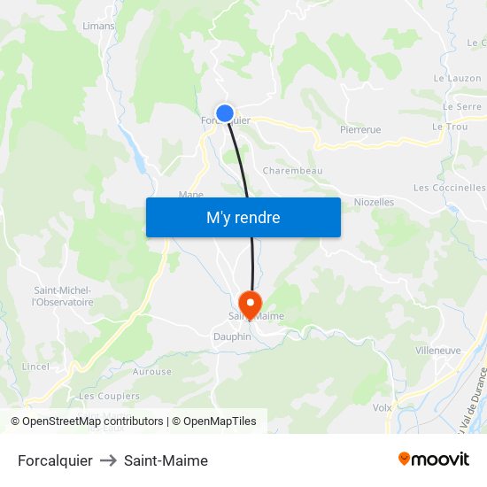 Forcalquier to Saint-Maime map