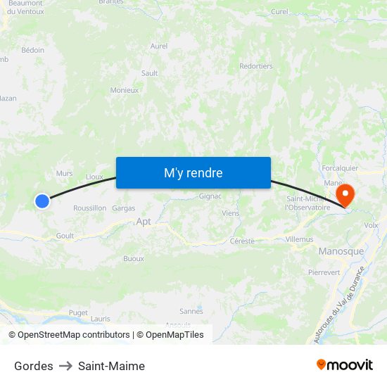 Gordes to Saint-Maime map