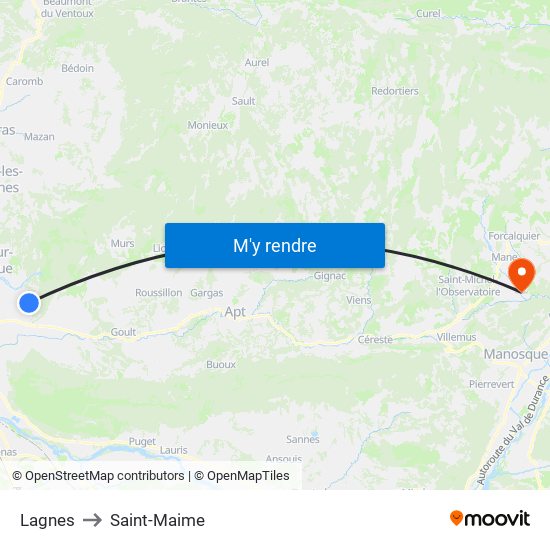 Lagnes to Saint-Maime map