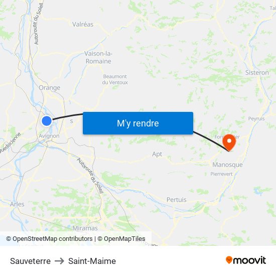 Sauveterre to Saint-Maime map