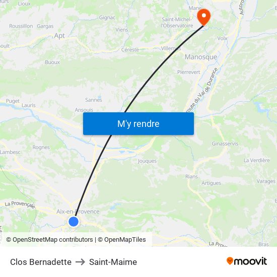 Clos Bernadette to Saint-Maime map