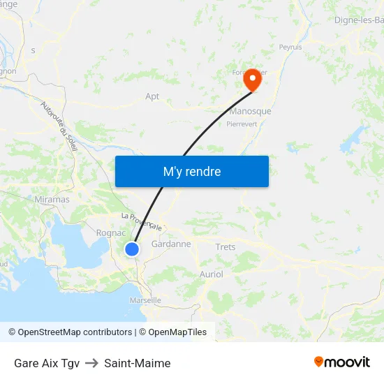 Gare Aix Tgv to Saint-Maime map