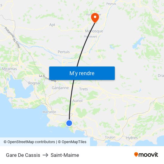 Gare De Cassis to Saint-Maime map