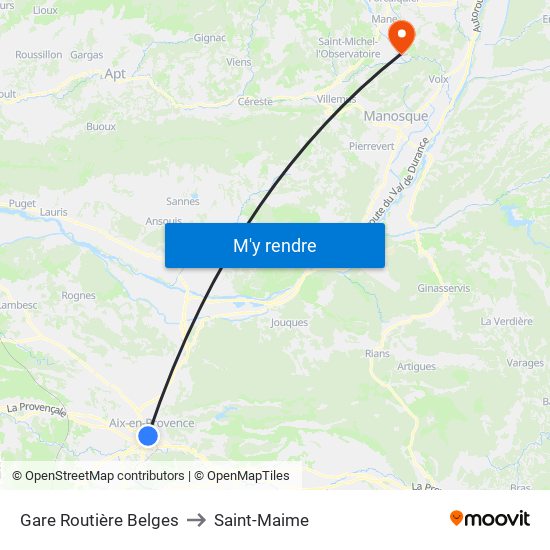 Gare Routière Belges to Saint-Maime map