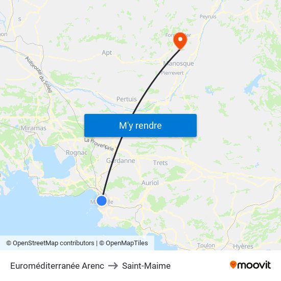 Euroméditerranée Arenc to Saint-Maime map