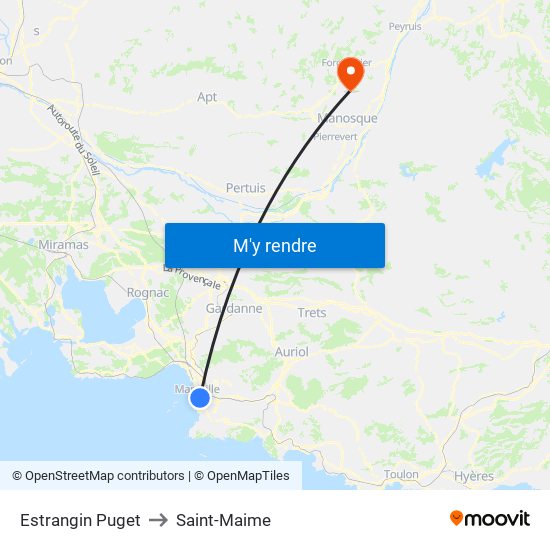 Estrangin Puget to Saint-Maime map