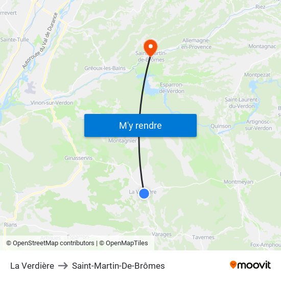La Verdière to Saint-Martin-De-Brômes map