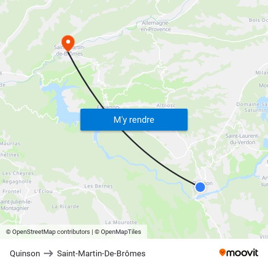 Quinson to Saint-Martin-De-Brômes map