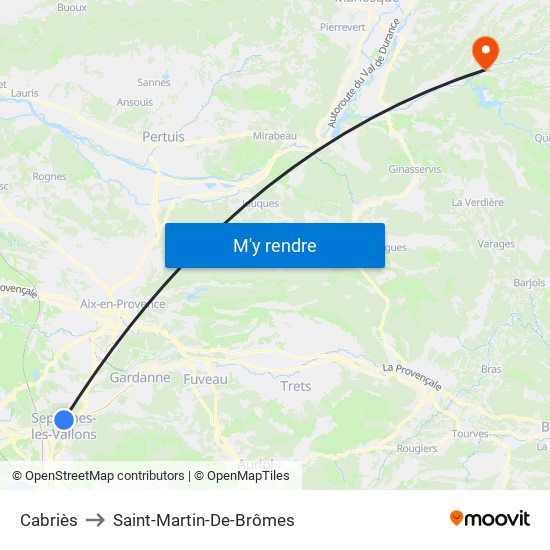 Cabriès to Saint-Martin-De-Brômes map