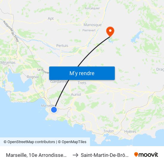 Marseille, 10e Arrondissement to Saint-Martin-De-Brômes map