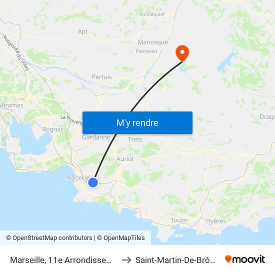 Marseille, 11e Arrondissement to Saint-Martin-De-Brômes map