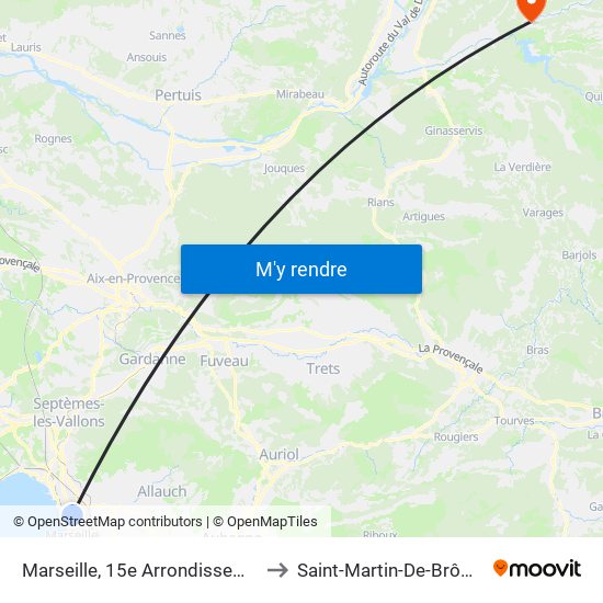 Marseille, 15e Arrondissement to Saint-Martin-De-Brômes map
