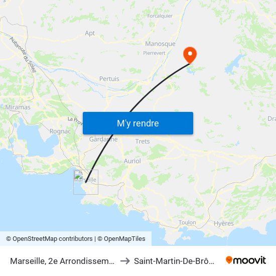 Marseille, 2e Arrondissement to Saint-Martin-De-Brômes map