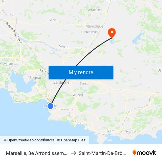 Marseille, 3e Arrondissement to Saint-Martin-De-Brômes map