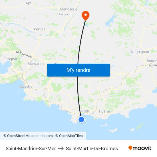 Saint-Mandrier-Sur-Mer to Saint-Martin-De-Brômes map