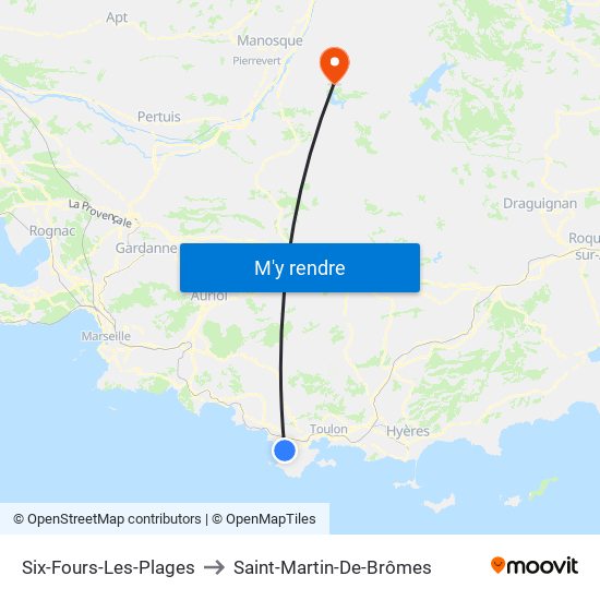 Six-Fours-Les-Plages to Saint-Martin-De-Brômes map