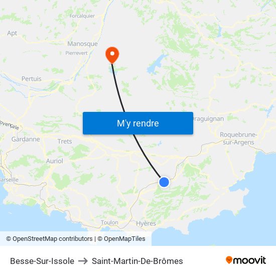 Besse-Sur-Issole to Saint-Martin-De-Brômes map