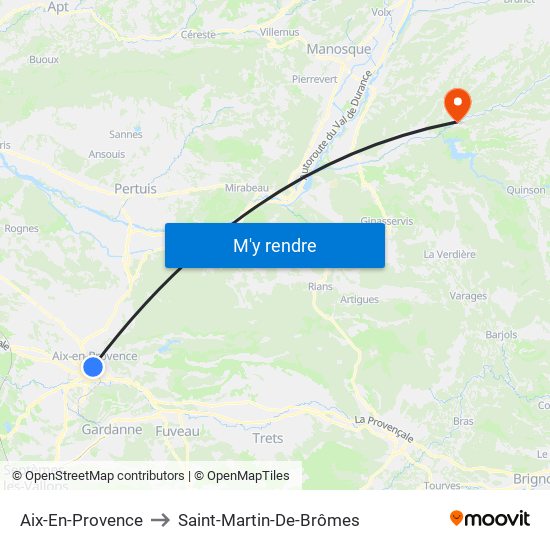 Aix-En-Provence to Saint-Martin-De-Brômes map