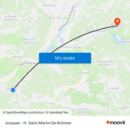 Jouques to Saint-Martin-De-Brômes map