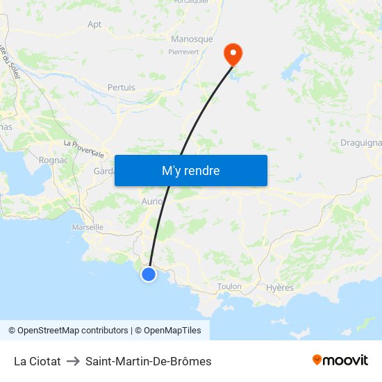 La Ciotat to Saint-Martin-De-Brômes map