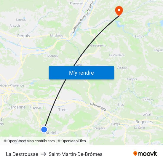 La Destrousse to Saint-Martin-De-Brômes map