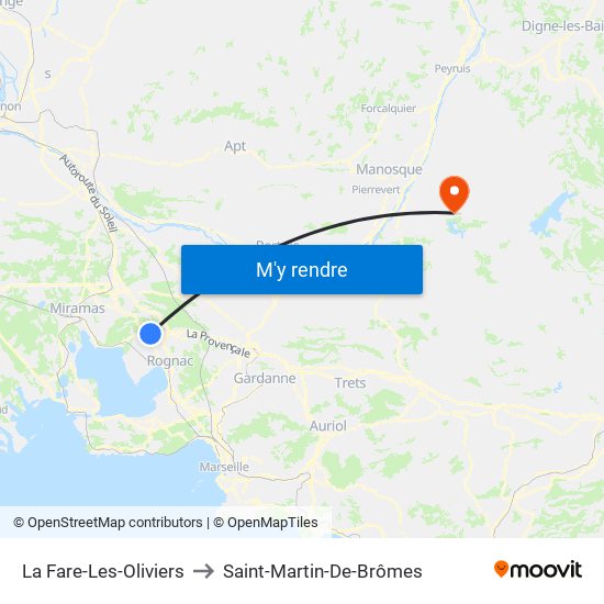 La Fare-Les-Oliviers to Saint-Martin-De-Brômes map