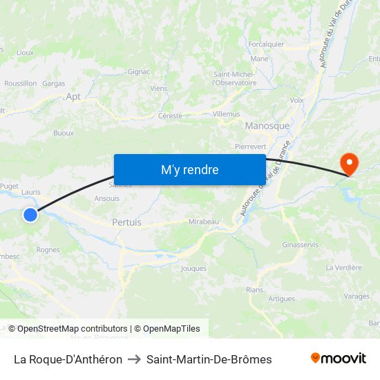 La Roque-D'Anthéron to Saint-Martin-De-Brômes map