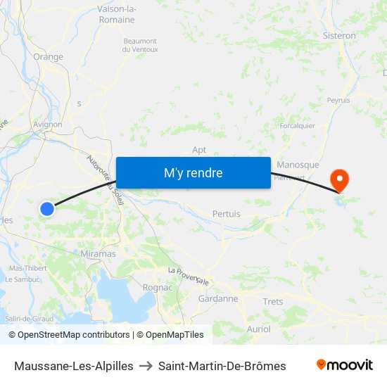 Maussane-Les-Alpilles to Saint-Martin-De-Brômes map