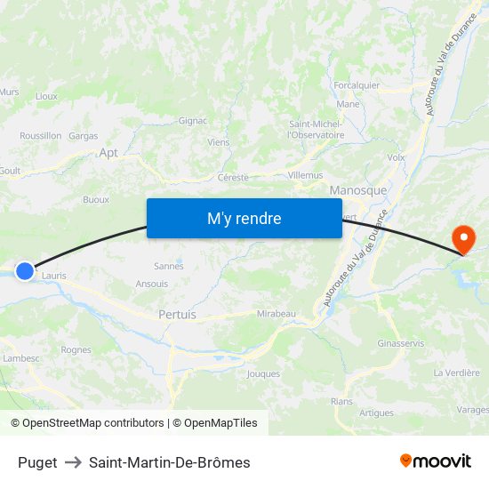 Puget to Saint-Martin-De-Brômes map