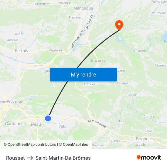 Rousset to Saint-Martin-De-Brômes map