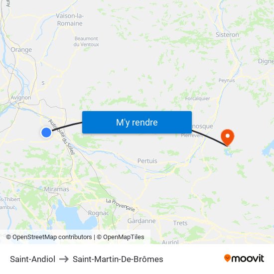 Saint-Andiol to Saint-Martin-De-Brômes map