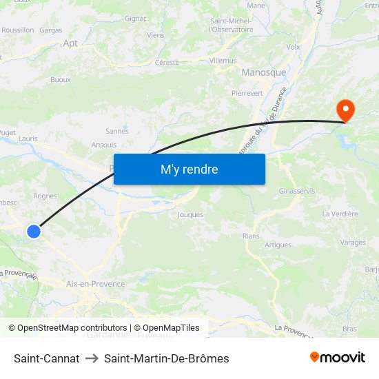 Saint-Cannat to Saint-Martin-De-Brômes map