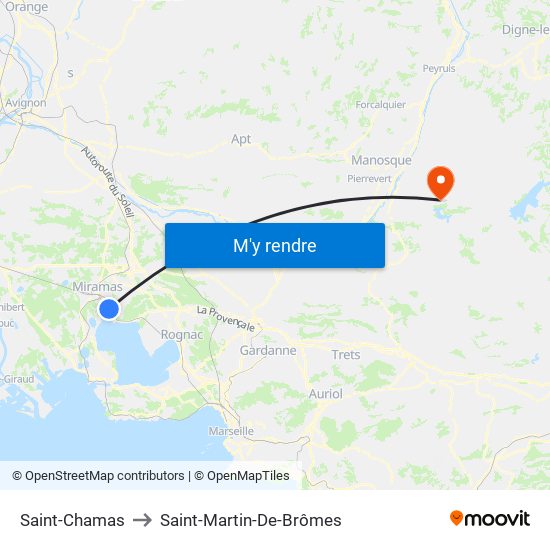 Saint-Chamas to Saint-Martin-De-Brômes map